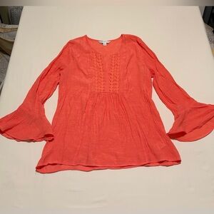 Counterparts Coral Blouse with flared sleeves